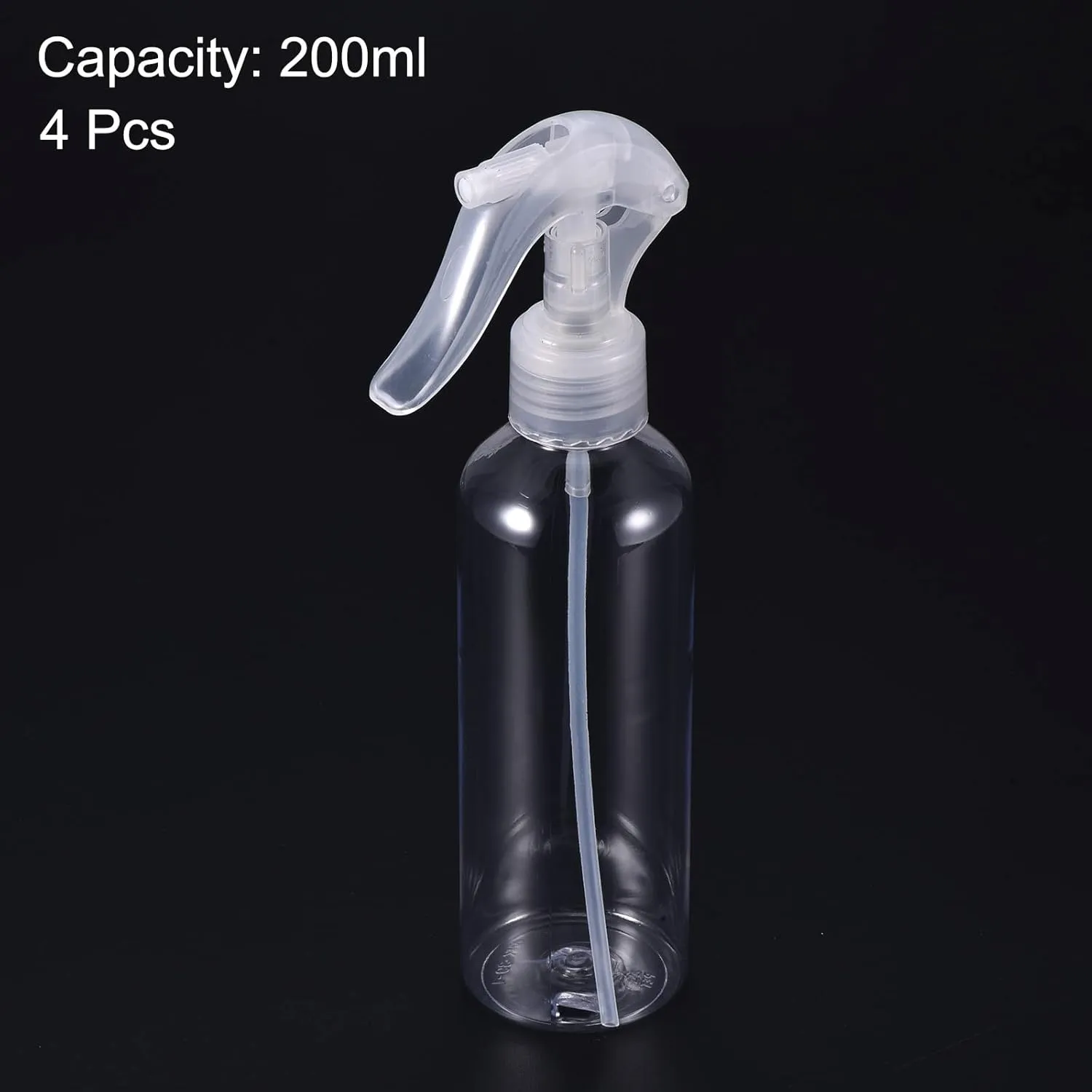 PATIKIL 200ml Spray Bottles, 4 Pack Refillable Mist Sprayer Plastic for Travel Household, Clear