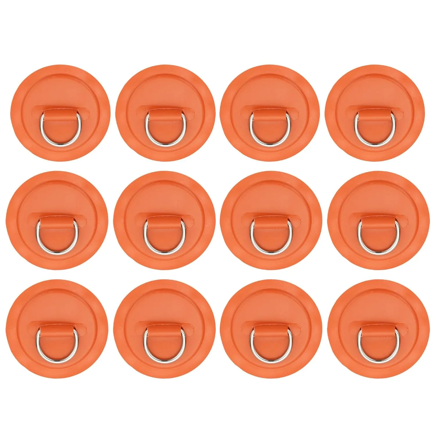 PATIKIL 3.1" Paddle Board D Rings, 12 Pcs Stainless Steel D-Ring PVC Patch Pad No Glue Include for Raft Kayak Inflatable Boat Surfboard, Orange