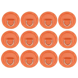 PATIKIL 3.1" Paddle Board D Rings, 12 Pcs Stainless Steel D-Ring PVC Patch Pad No Glue Include for Raft Kayak Inflatable Boat Surfboard, Orange