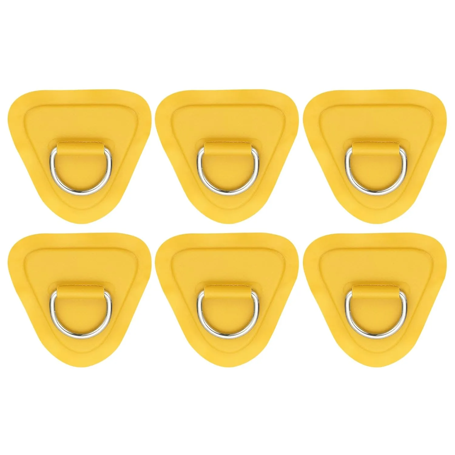 PATIKIL 3.5" Paddle Board D Rings, 6 Pcs Stainless Steel D-Ring PVC Patch Pad No Glue Include for Raft Kayak Inflatable Boat Surfboard, Yellow