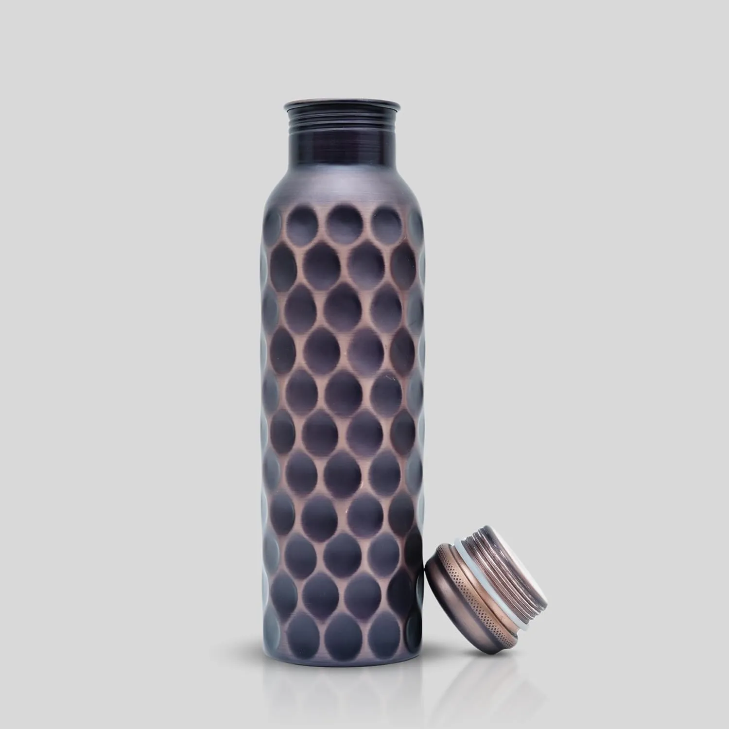Perilla Home Pure Copper Water Bottle 34 Oz Leak Proof 100% Pure - Ayurvedic Copper Vessel - Drink More Water And Enjoy The Health Benefits Immediately - For Gym, Yoga Bottle (Diamond 2)