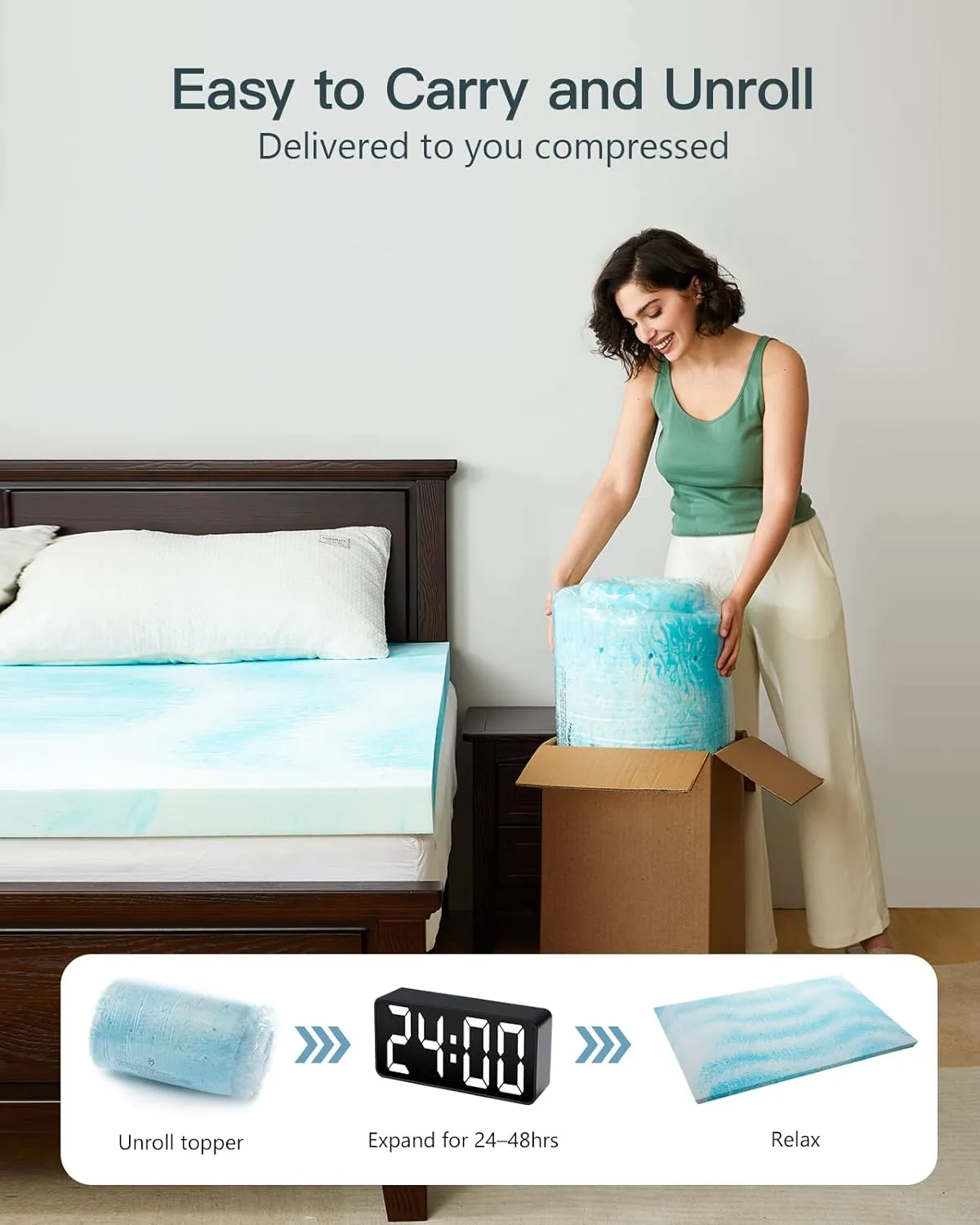 PERLECARE 2 Inch King Memory Foam Mattress Topper, Cooling Gel Infused Mattress Pad, Ventilated Bed Topper for Pressure Relief Back Pain, CertiPUR-US Certified