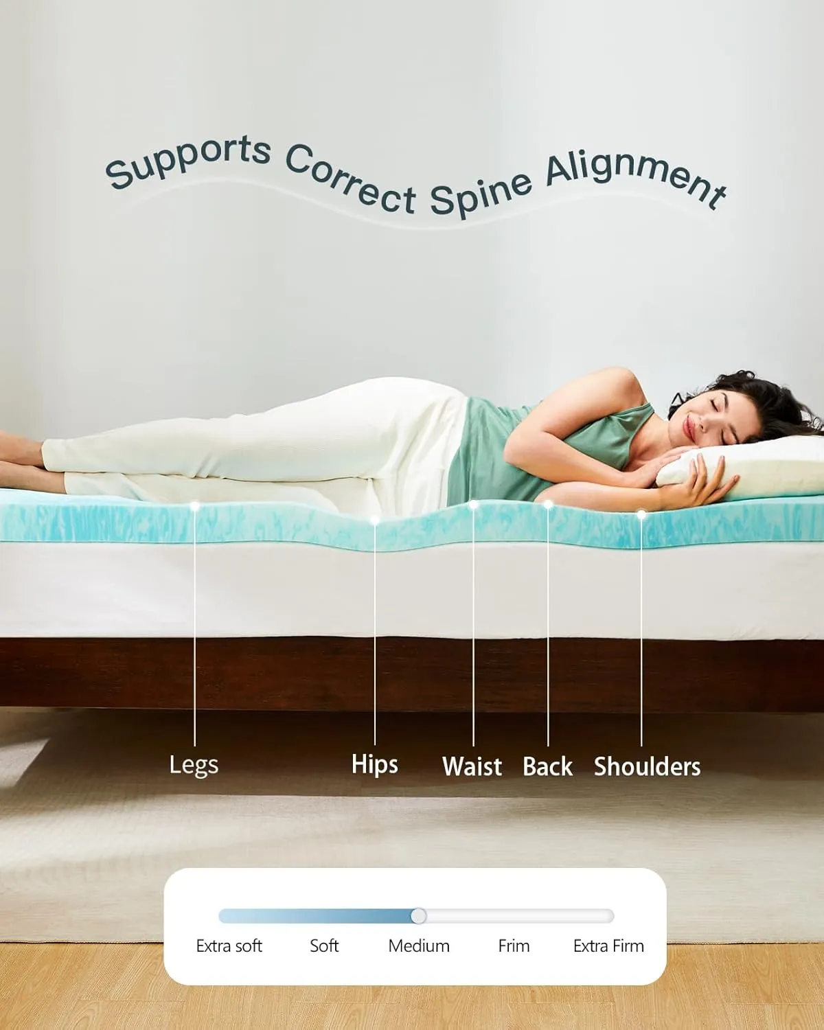PERLECARE 2 Inch King Memory Foam Mattress Topper, Cooling Gel Infused Mattress Pad, Ventilated Bed Topper for Pressure Relief Back Pain, CertiPUR-US Certified