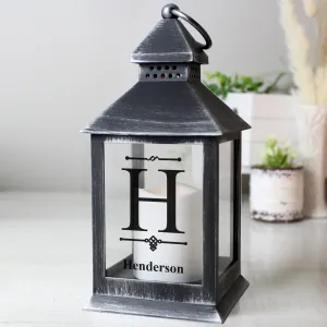 Personalised Initial Rustic Black Lantern