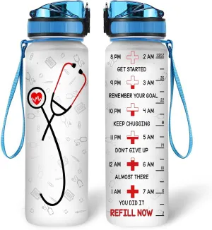 Personalized Nurse Stethoscope 32oz 1Liter Motivational Water Bottle, Customized Name Nurse, Gifts For Nurse Graduation - Appreciation Present For Women Coworkers 5.7 x 7 x29.5(cm)