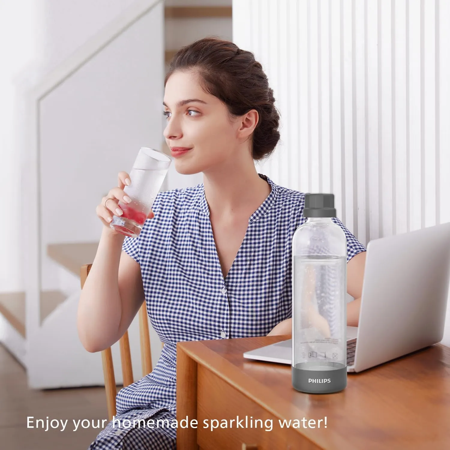 PHILIPS Sparkling Water Maker Soda Maker Soda Streaming Machine Quick Twist for Easy Install, 1L Carbonating Bottle, Soda Water Maker, Compatible with 60L CO2 Carbonator(NOT Included), ADD4901GROQ/37