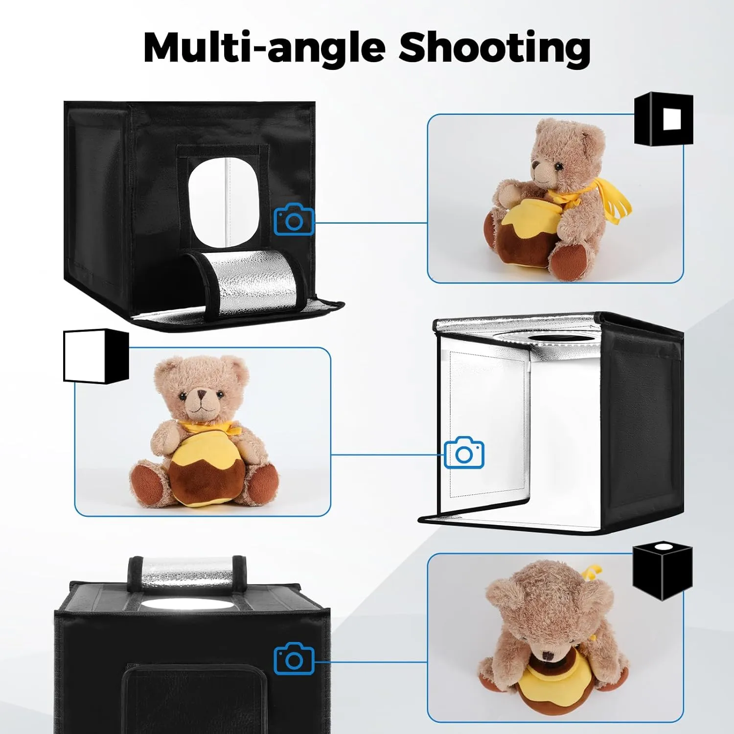 Photo Light Box, 12/16/20/24/32 Inch Photography Light Box with CRI>95 120 Light Beads. Dimmable Shooting Tent Kit with White and Warm Light. 6 Color Backdrops Photo Booth for Studio Products Display