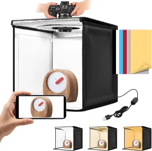 Photo Light Box, 12/16/20/24/32 Inch Photography Light Box with CRI>95 120 Light Beads. Dimmable Shooting Tent Kit with White and Warm Light. 6 Color Backdrops Photo Booth for Studio Products Display