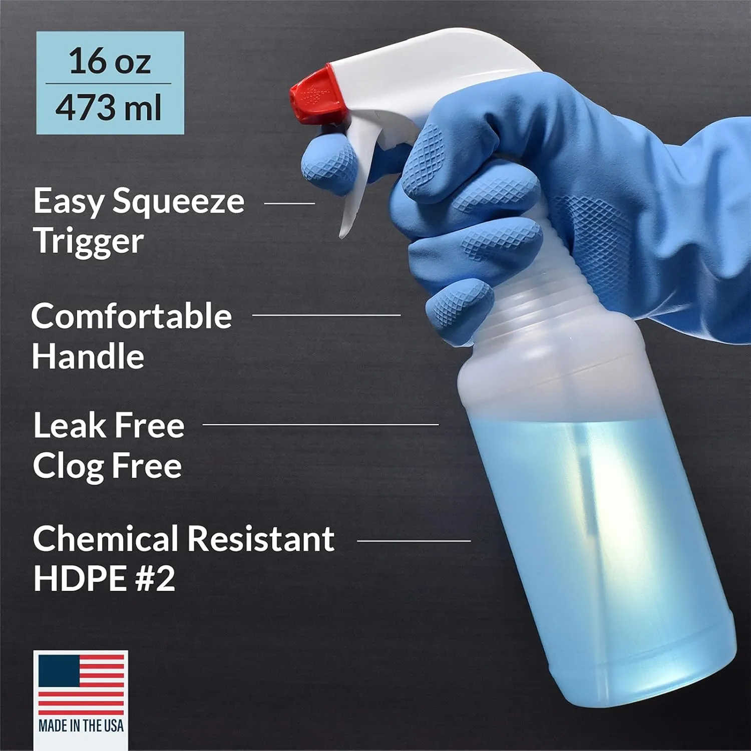 Pinnacle Mercantile Plastic Spray Bottles Leak Proof Technology Empty 16 oz Value Pack of 12 Made In USA