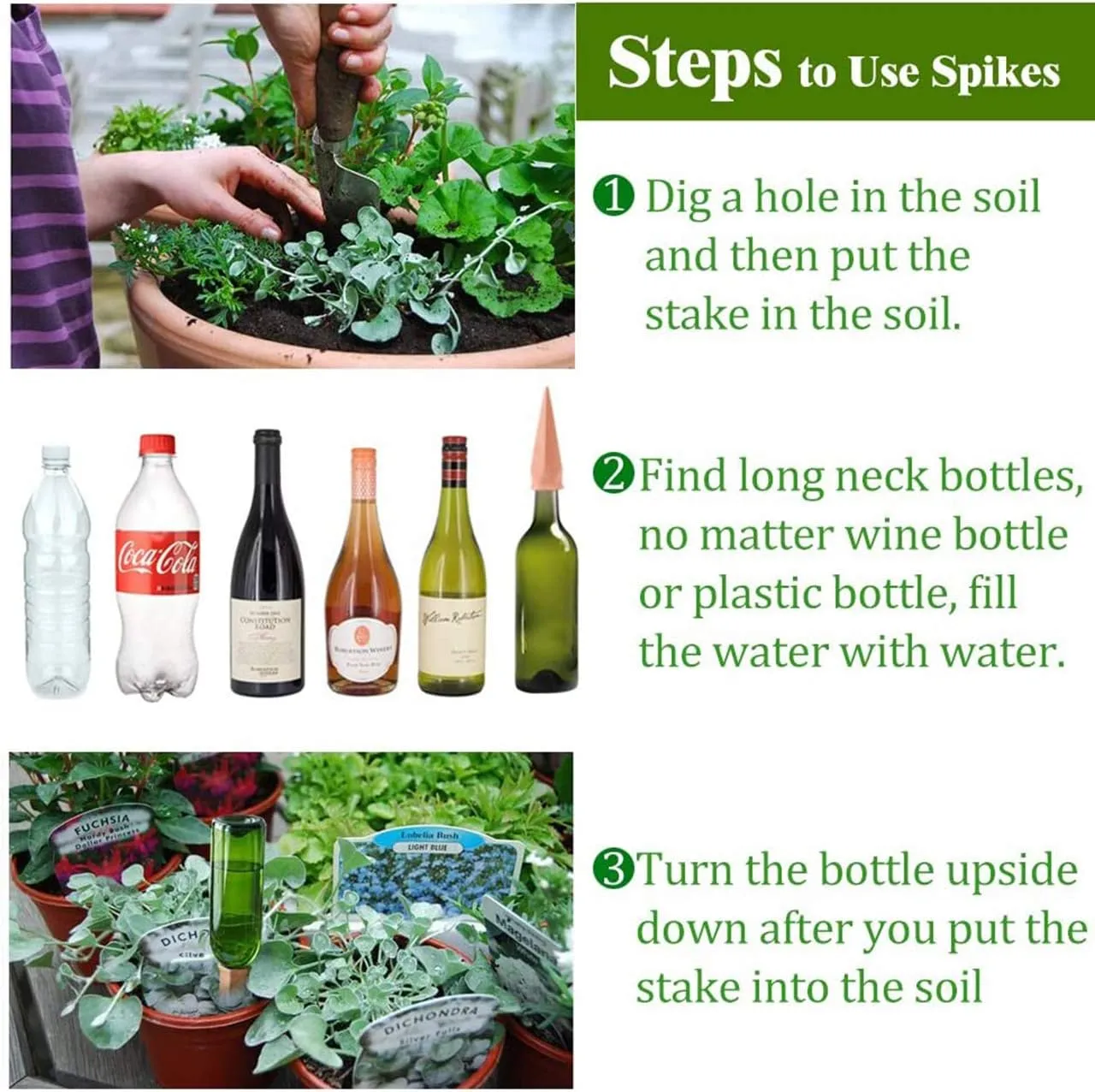 Plant Watering Devices 6 Pack Terracotta Vacation Plant Waterer Wine Bottle Watering Stakes Slow Release Plant Watering Spikes Self Watering Devices for Indoor Outdoor Plants