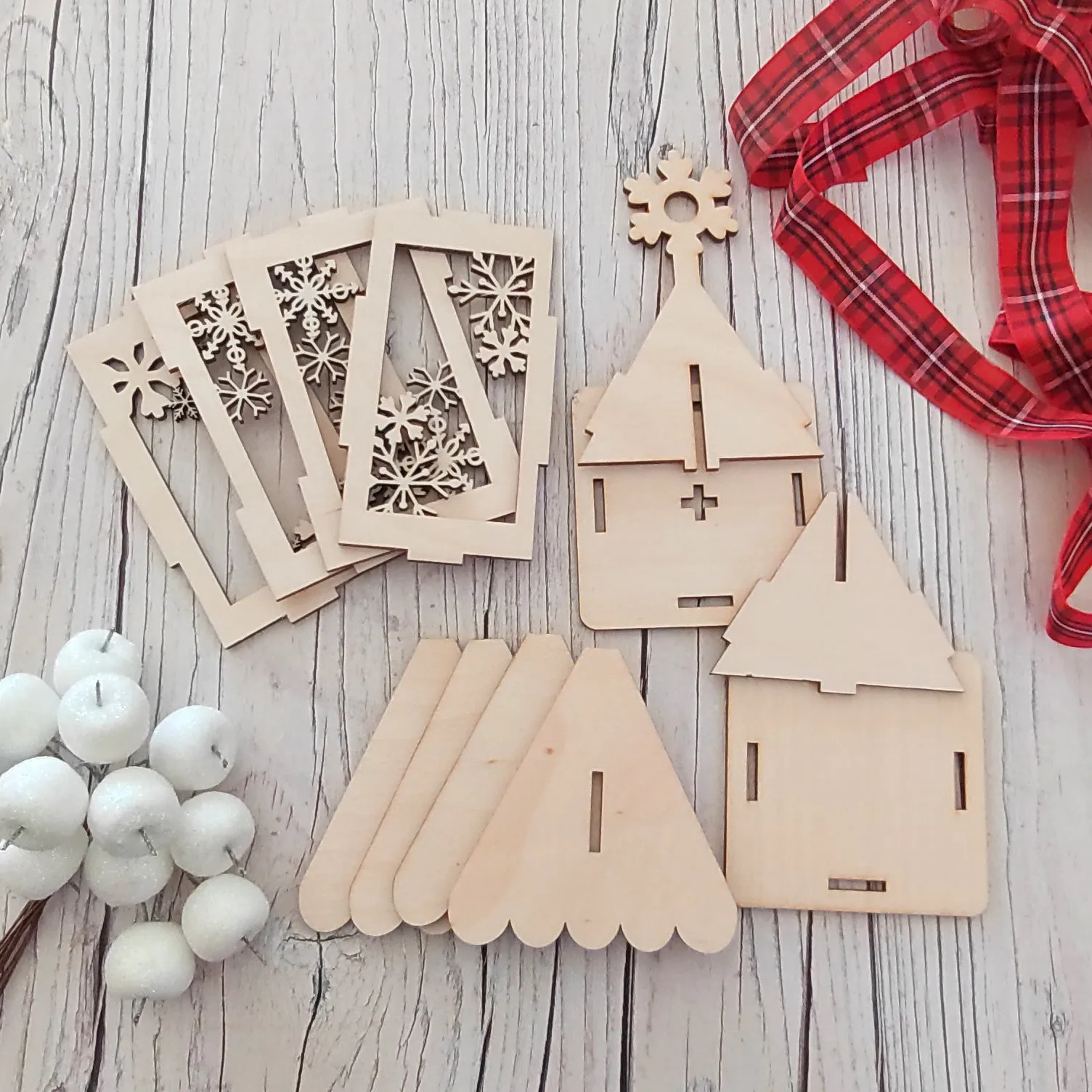 Plywood 3D Lantern Kit - Snowflakes