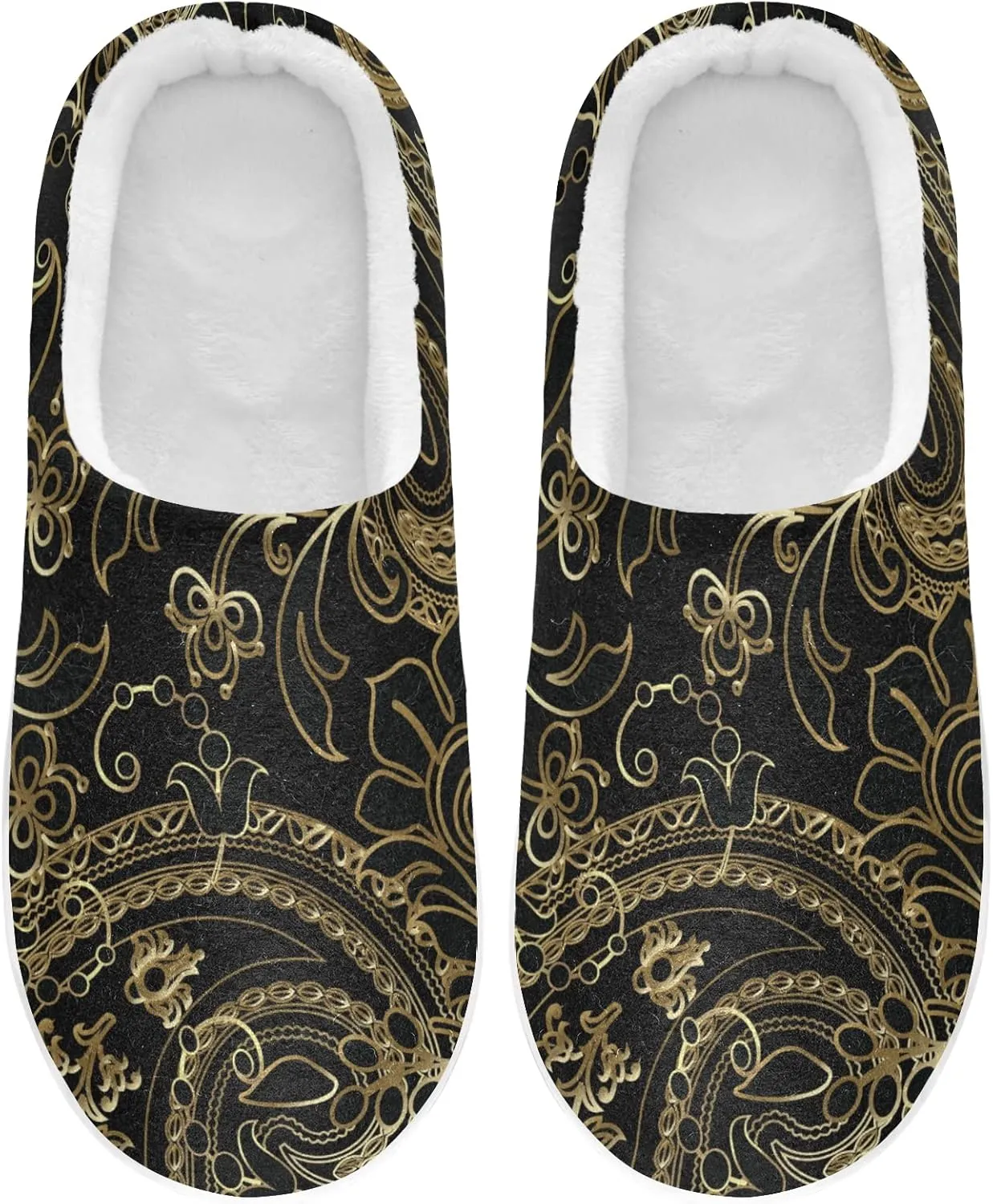 Poeticcity Unisex Memory Foam House Slippers Non-Skid Soft Warm Sole Coral Fleece Slip-on Closed Toe Hand Free Shoes for Bedroom Travel 6-17