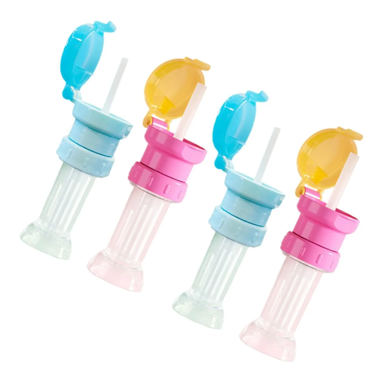 POPETPOP 16pcs Boy Girl Water Bottle Caps with Straws Bottle Adapters for Toddlers Safe Easy Installation Convenient Spill Design