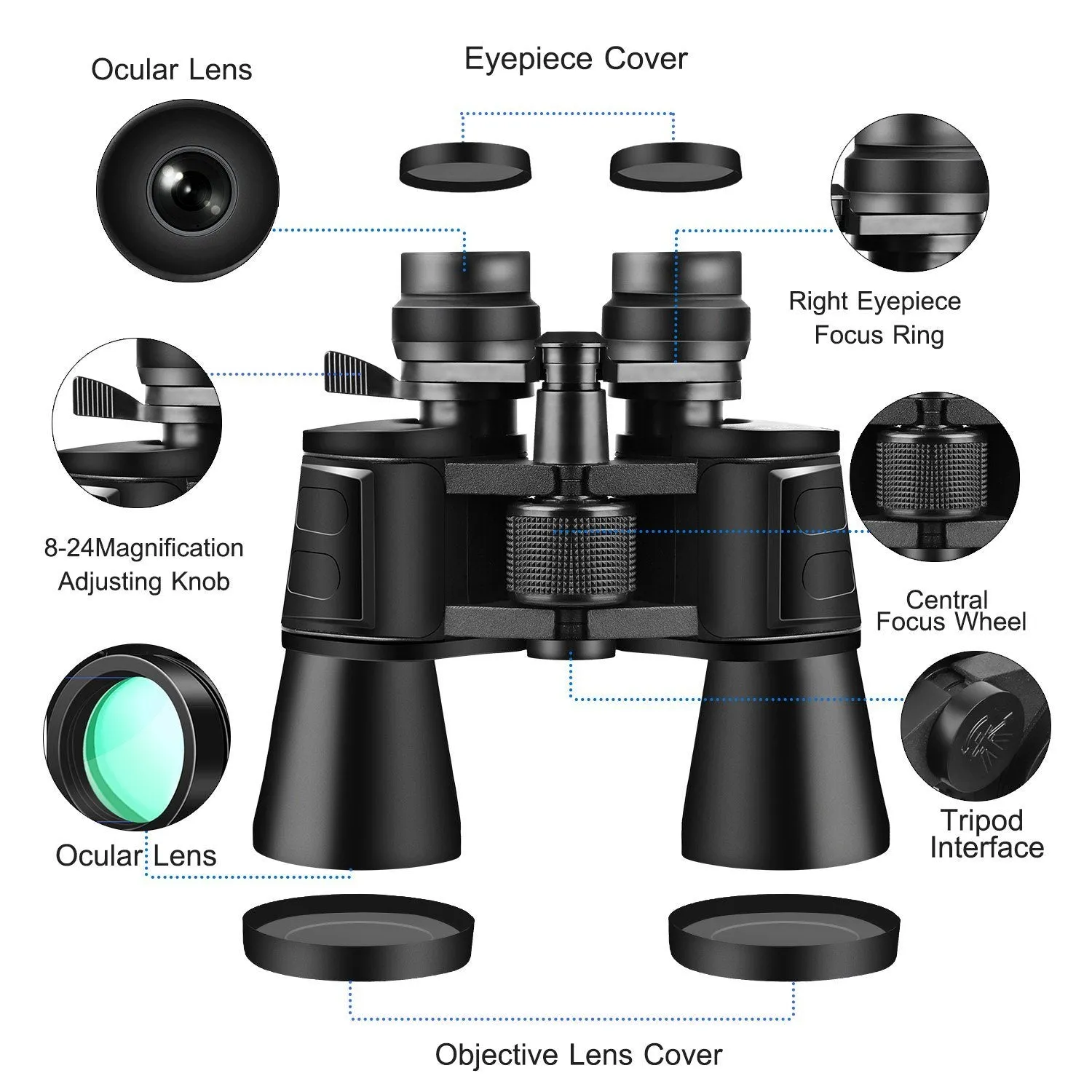 Portable Zoom Binoculars with FMC Lens