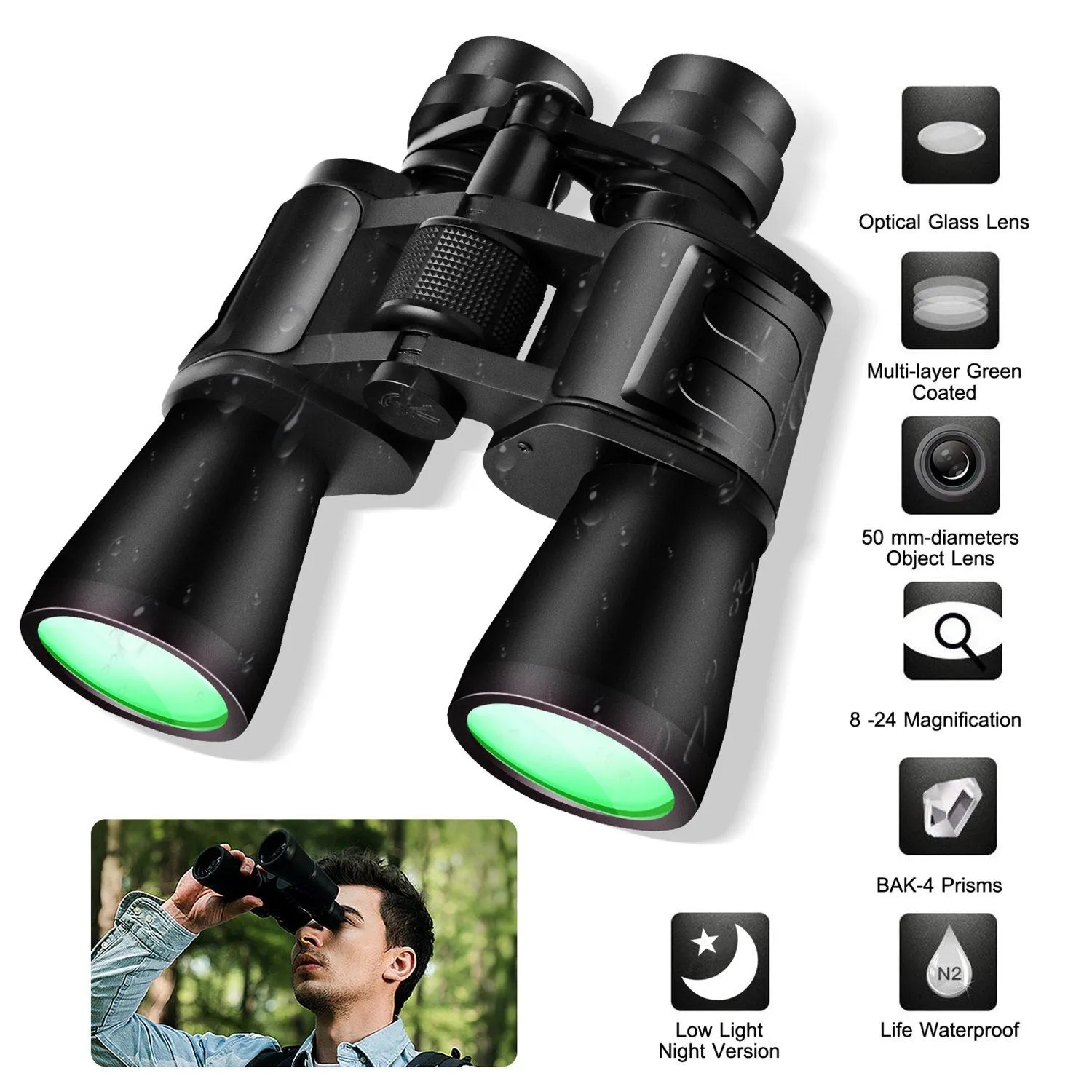 Portable Zoom Binoculars with FMC Lens