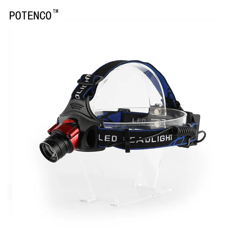 POTENCO 800LM T6 LED Motion Sensing Headlight Telescopic Focus Flashlight Torch USB Rechargeable Headlamp 2x18650 Battery 3*AA