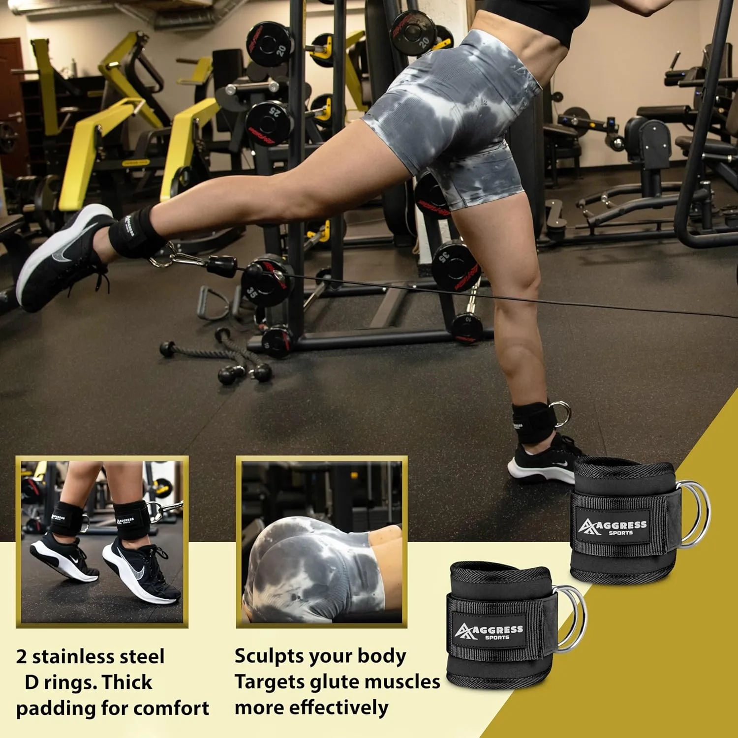 Premium Barbell Pad Set for Hip Thrusts - Squat Pad for Barbell Lunges, Bench Press, with 2 Gym Ankle Straps, Hip Resistance Bands – Gym Accessories for Women with Carry Bag, Towel