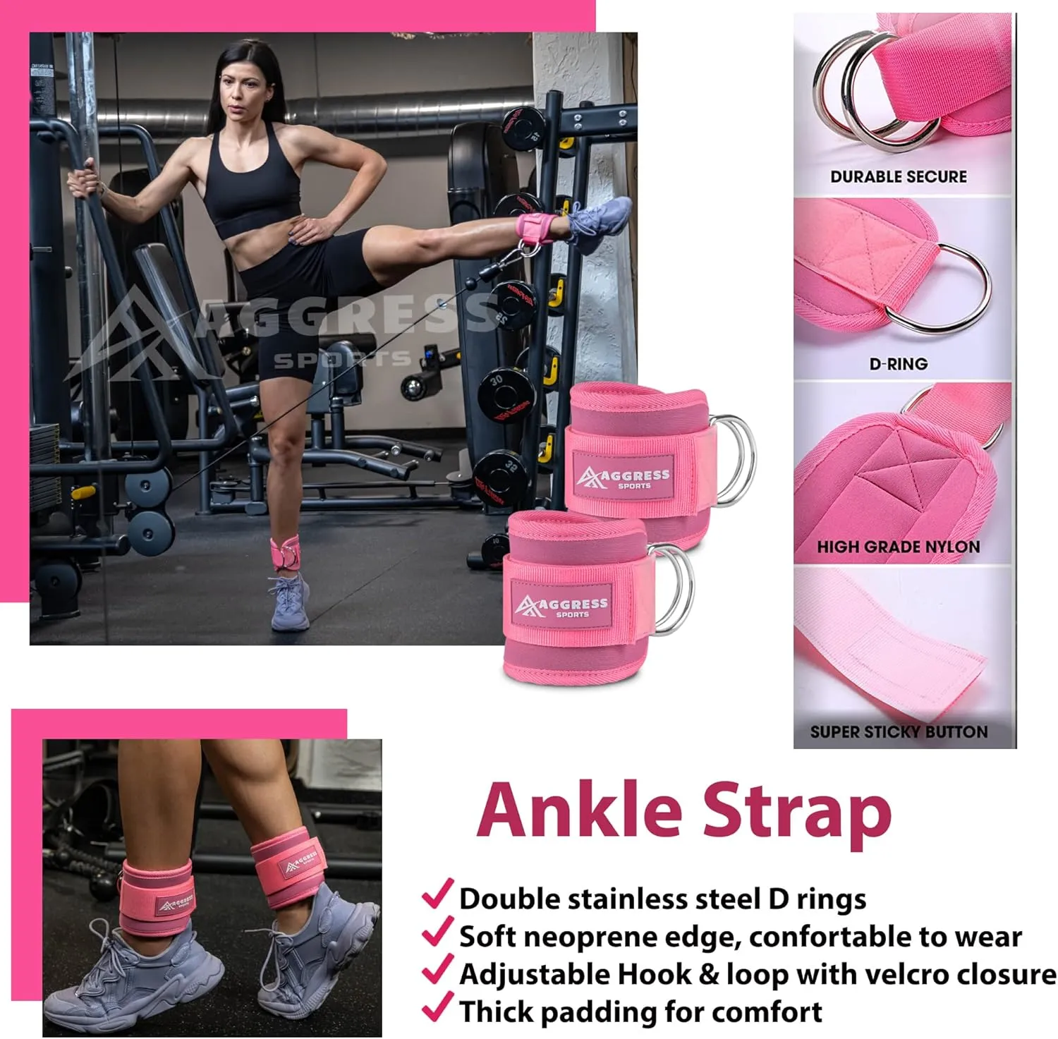 Premium Barbell Pad Set for Hip Thrusts - Squat Pad for Barbell Lunges, Bench Press, with 2 Gym Ankle Straps, Hip Resistance Bands – Gym Accessories for Women with Carry Bag, Towel