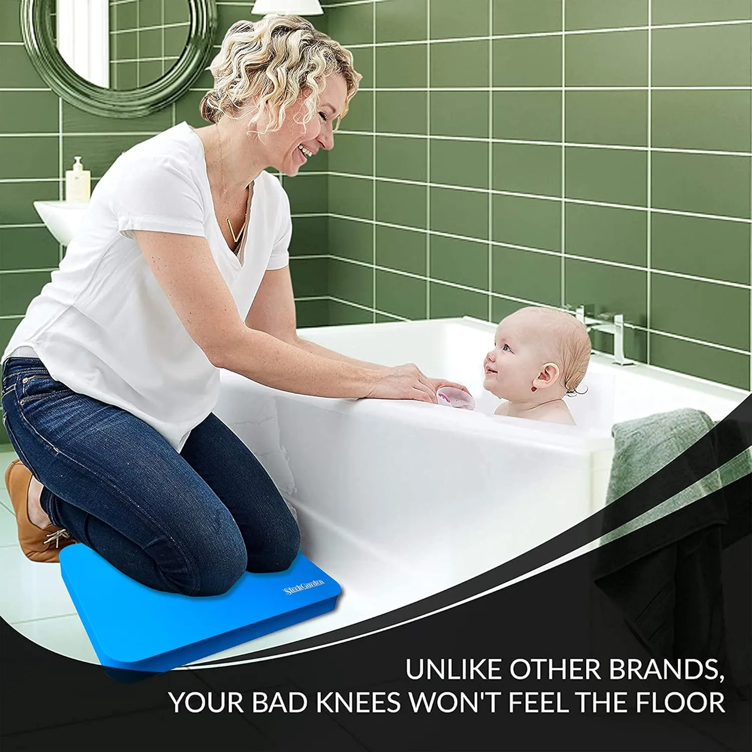 Premium Thick Kneeling Pads Bath Floor Kneeler for Baby, Knee Pad Cushion for Pool | Thickest, Most Comfortable Foam Mat Kneeler for Yoga & Exercise,Waterproof (12.5"x17.8"x2, Blue)