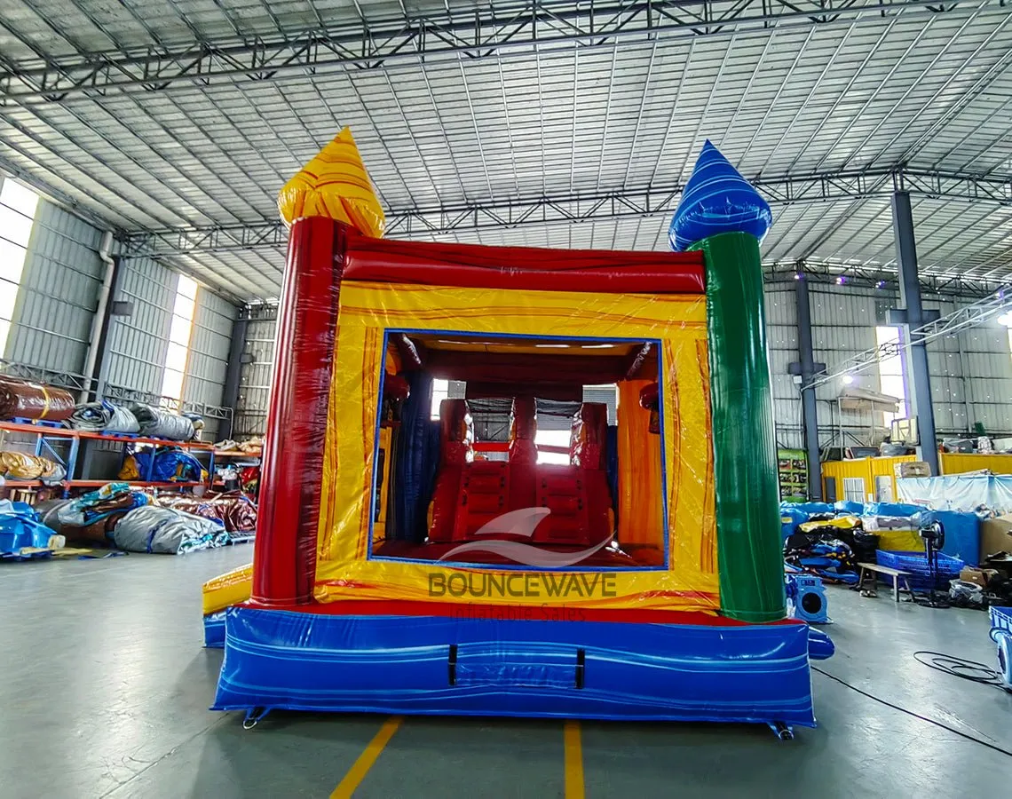 Primary Marble Splash & Save Bounce House with Dual Lane Slide (Wet/Dry)