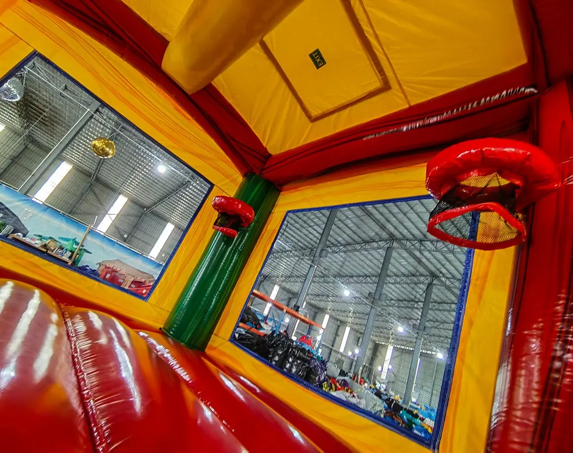 Primary Marble Splash & Save Bounce House with Dual Lane Slide (Wet/Dry)