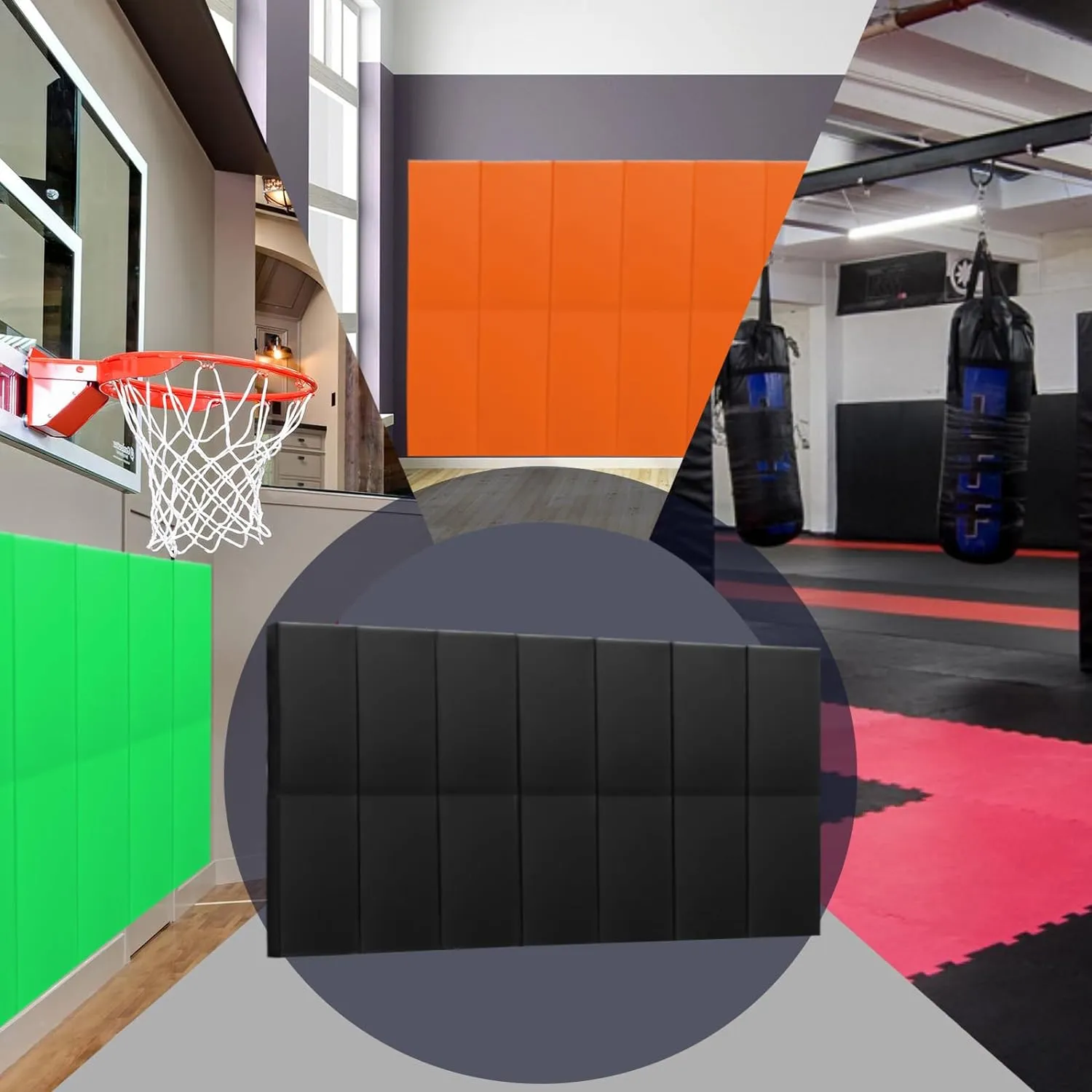 PROGOAL 60"/72" High Gym Wall Padding 2"/4" Thick Foam Basketball Court Wall Mount Protector for Garage Taekwondo Babyroom - Durable Waterproof Anti-Cushion