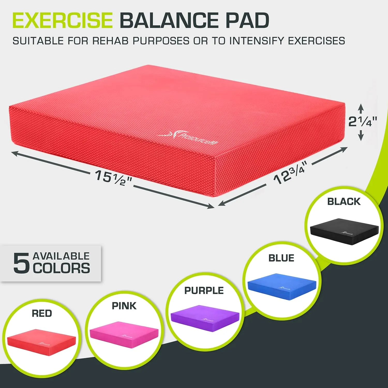 ProsourceFit Exercise Balance Pad – Large Cushioned Non-Slip Foam Mat & Knee Pad for Fitness, Stability Training, Physical Therapy, Yoga