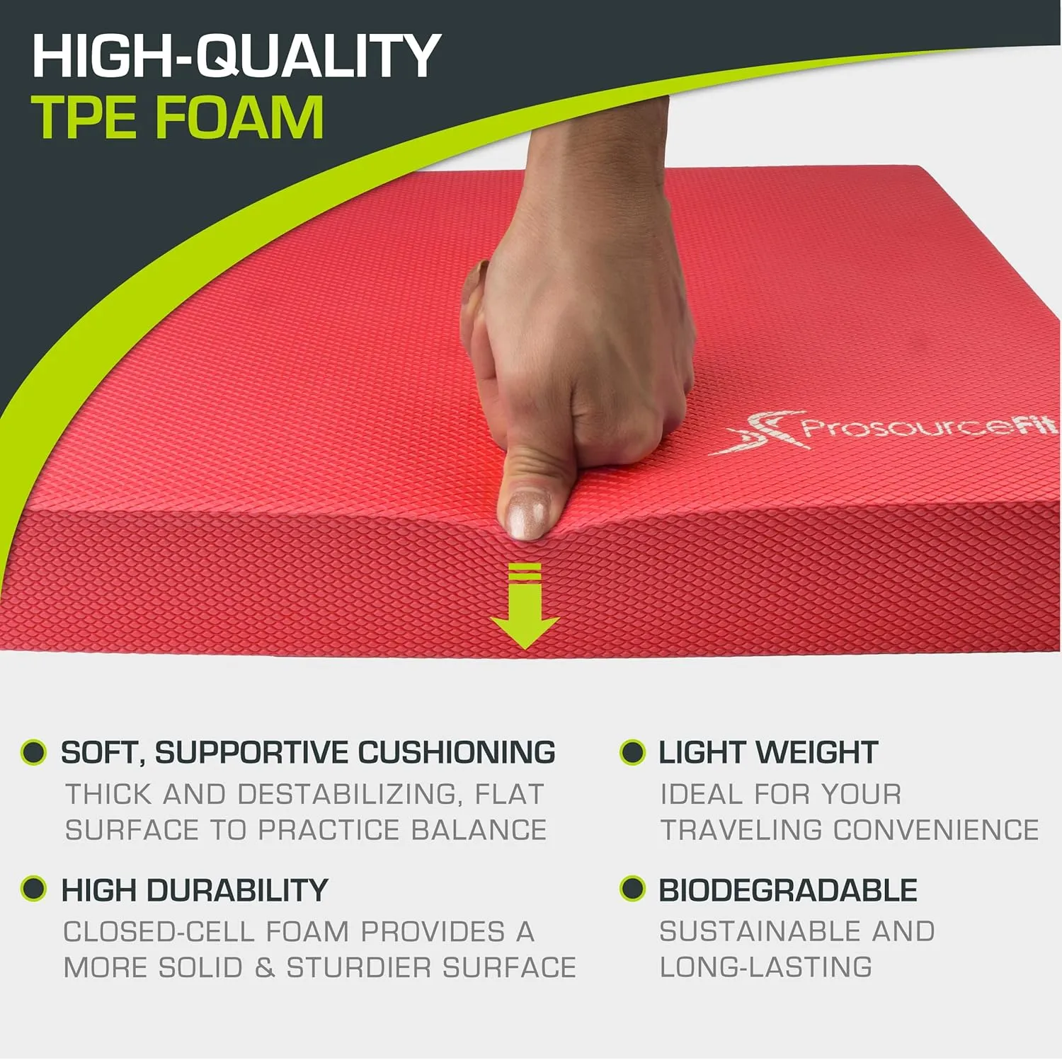 ProsourceFit Exercise Balance Pad – Large Cushioned Non-Slip Foam Mat & Knee Pad for Fitness, Stability Training, Physical Therapy, Yoga