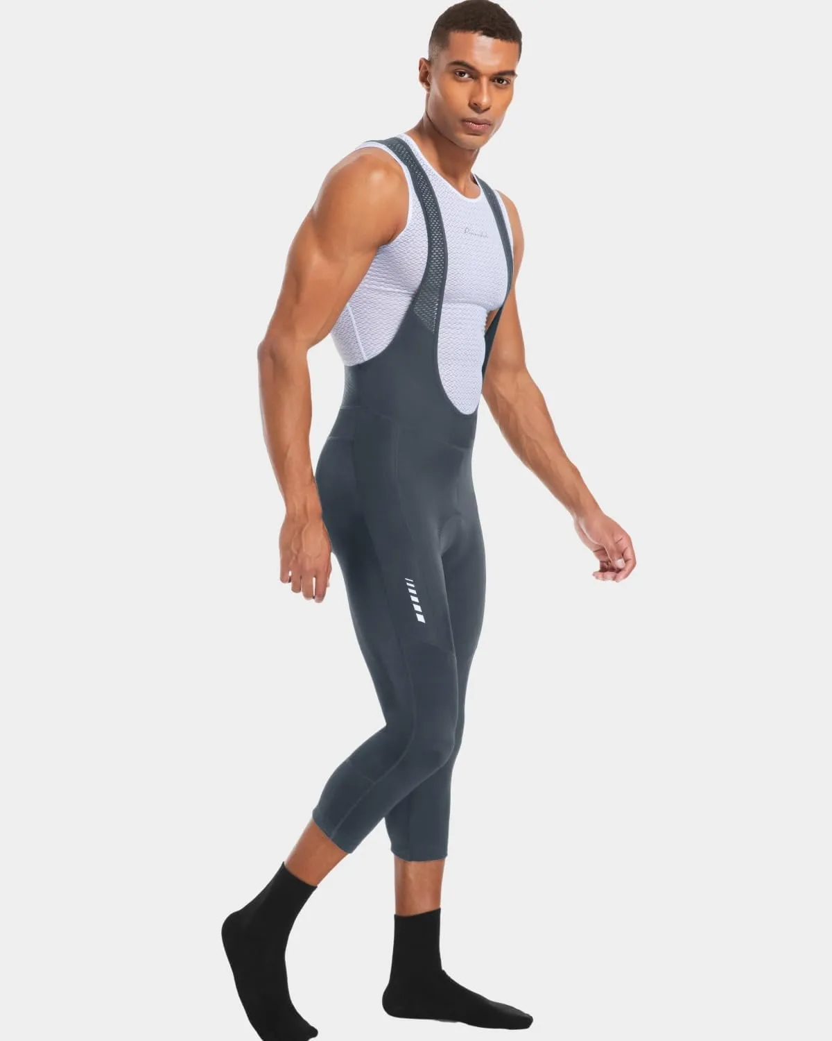 Przewalski Men's Cycling Bib Shorts,3/4 Bike Bib Pants 4D Padded,Cycling Bib Tights for Men