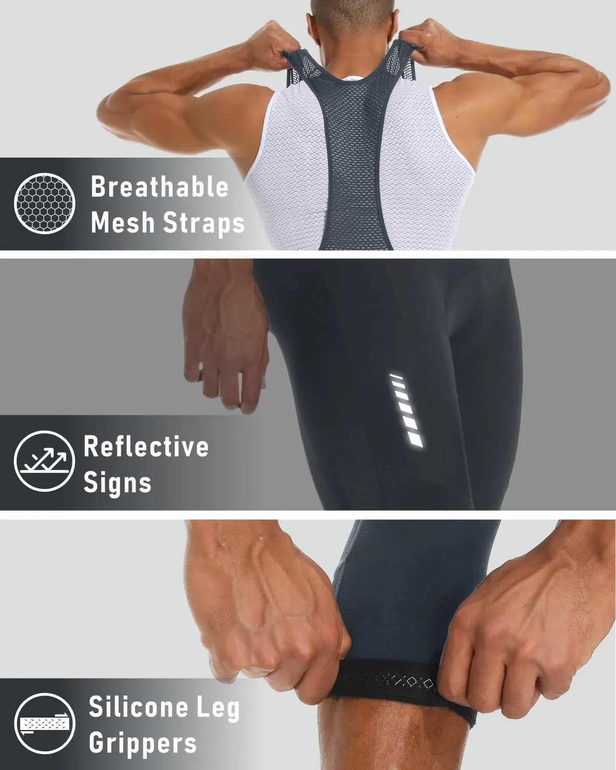 Przewalski Men's Cycling Bib Shorts,3/4 Bike Bib Pants 4D Padded,Cycling Bib Tights for Men