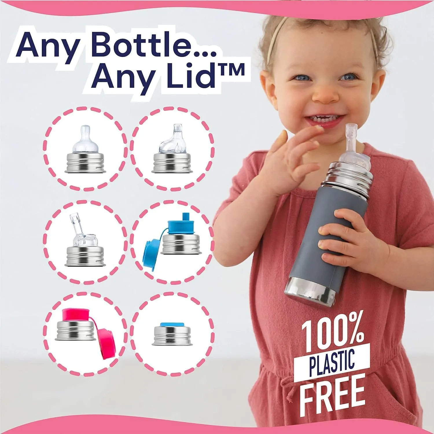 Pura Kiki 11oz/325ml Stainless Steel Straw Bottle w/Sleeve - 100% Plastic-Free, MadeSafe Certified, 100% Medical-Grade Silicone Straw for Kids, Toddlers, Preschoolers, Babies & Infant - New Mint