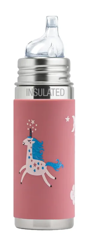 Pura Kiki 9oz/260ml Stainless Steel Insulated Sippy Bottle w/Sleeve, Plastic-Free, MadeSafe Certified, Medical-Grade Silicone Sipper Spout Fast Flow Rate for Kids, Toddlers, Babies & Infant – Unicorn
