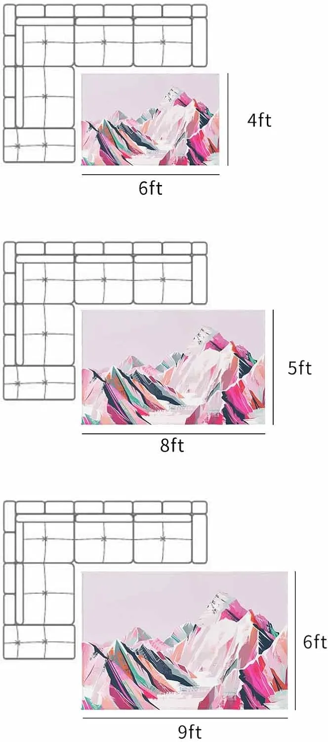 Purple Mountain Outdoor Rug for Patio 4x6ft,Non Slip Patio Mat Outdoor Carpet Camping Rugs Absorbent Washable Outdoor Area Rug for Deck RV Porch Front Picnic Abstract Pink Street Art Nature Wilderness