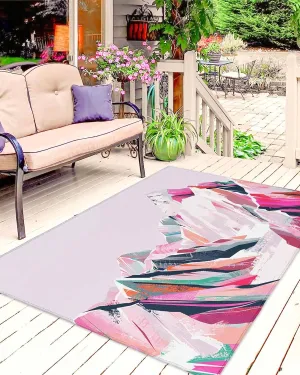 Purple Mountain Outdoor Rug for Patio 4x6ft,Non Slip Patio Mat Outdoor Carpet Camping Rugs Absorbent Washable Outdoor Area Rug for Deck RV Porch Front Picnic Abstract Pink Street Art Nature Wilderness