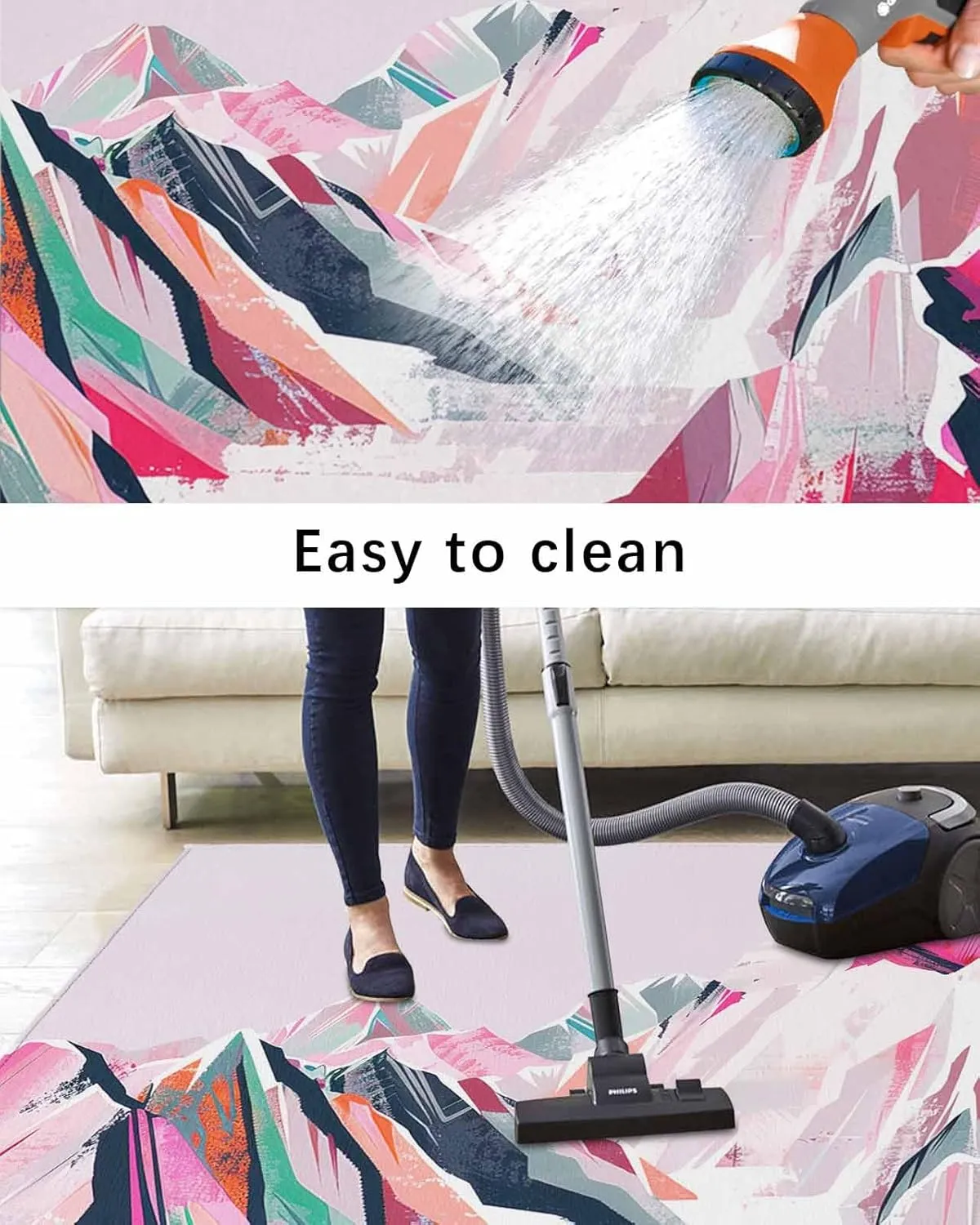 Purple Mountain Outdoor Rug for Patio 4x6ft,Non Slip Patio Mat Outdoor Carpet Camping Rugs Absorbent Washable Outdoor Area Rug for Deck RV Porch Front Picnic Abstract Pink Street Art Nature Wilderness
