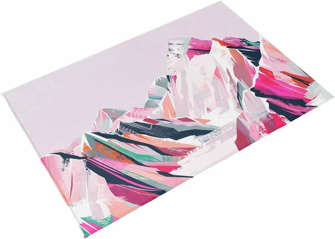Purple Mountain Outdoor Rug for Patio 4x6ft,Non Slip Patio Mat Outdoor Carpet Camping Rugs Absorbent Washable Outdoor Area Rug for Deck RV Porch Front Picnic Abstract Pink Street Art Nature Wilderness