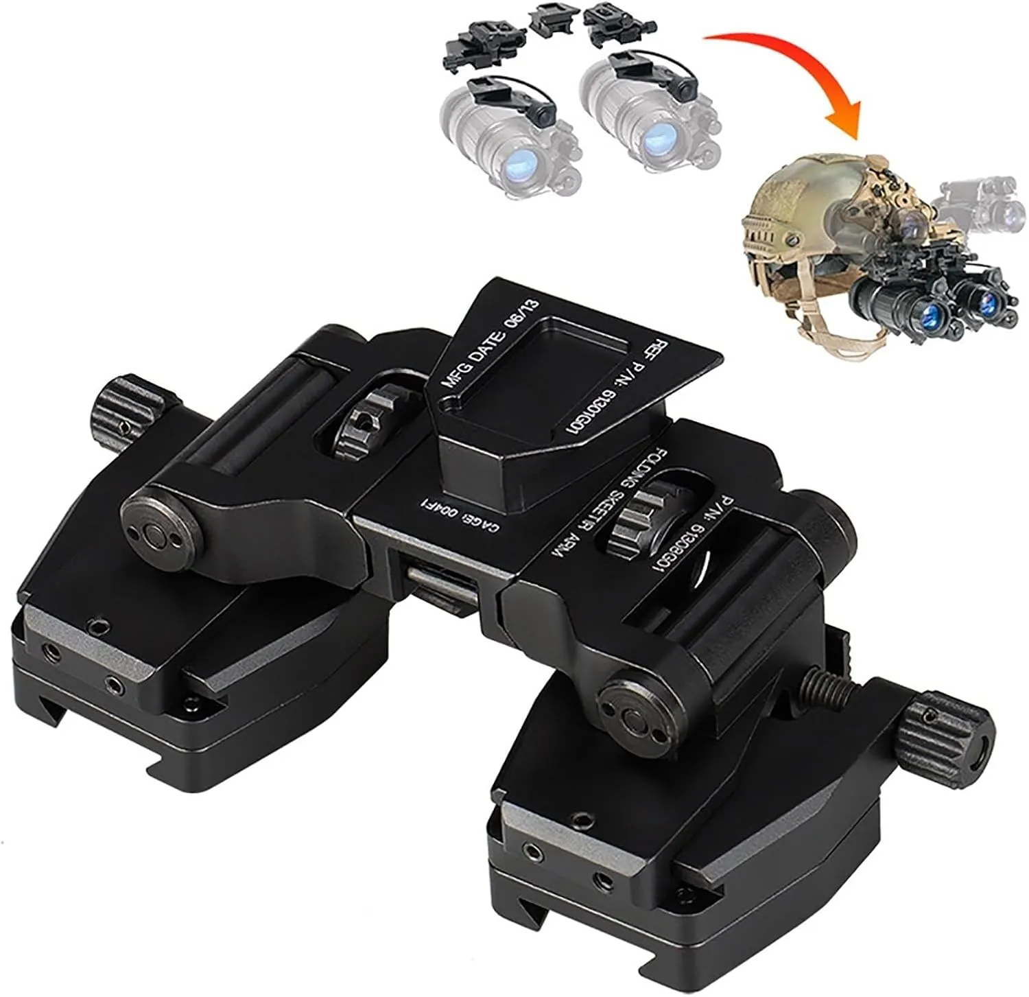 PVS-14 Light Weight Dual Tube Mounting System IC AN/PVS-14LW，Night Vision Goggles Night Vision Adapter for PVS-14 Night Vision Binoculars Monocular Or Binocular (Color : Black)