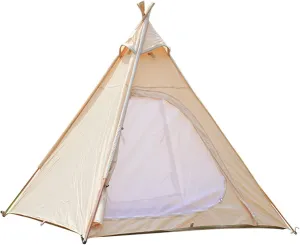 Pyramid Tent Indian Teepee Tents with Sun Shelter 3 4 People Family Tent Outdoor Camping Cotton Tent Yurt Tent for Mountaineering Hiking Camping