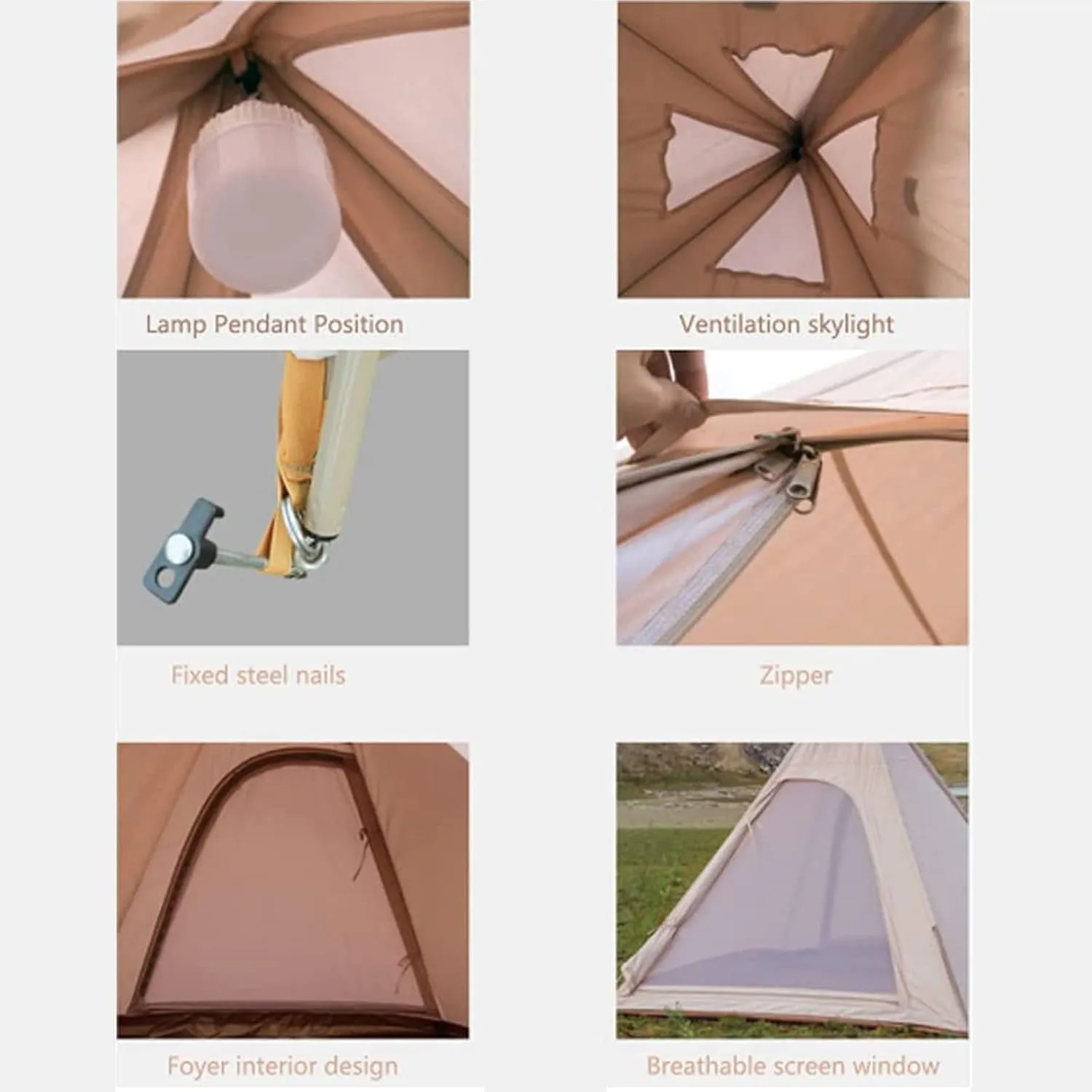 Pyramid Tent Indian Teepee Tents with Sun Shelter 3 4 People Family Tent Waterproof Outdoor Camping Cotton Tent Yurt Tent for Mountaineering Hiking Camping (3 * 4m Canopy Cotton)