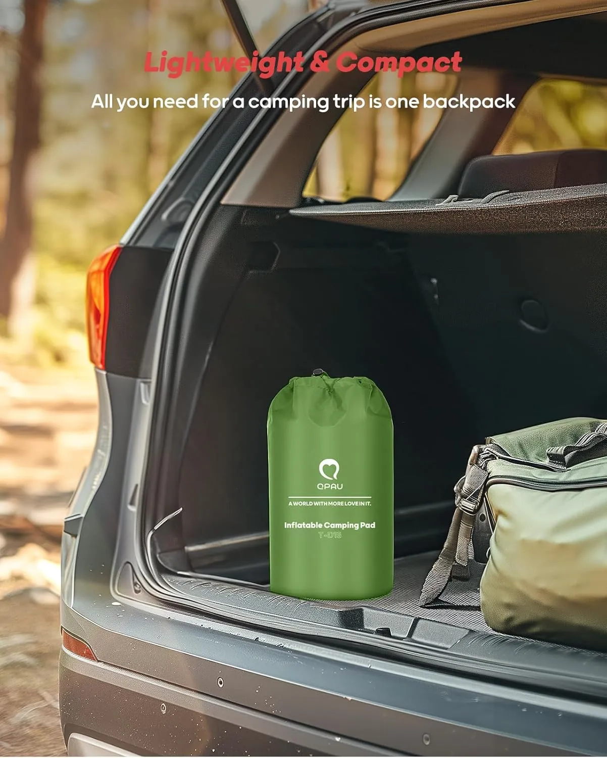 QPAU Camping Sleeping Pad, 2 Person Camping Mat, Enhanced Support for Healthy Comfort Sleep, with Built-in Foot Pump, 4.7 Inch Durable Sleeping Mattress, Hiking, Backpacking and Home - Green-1