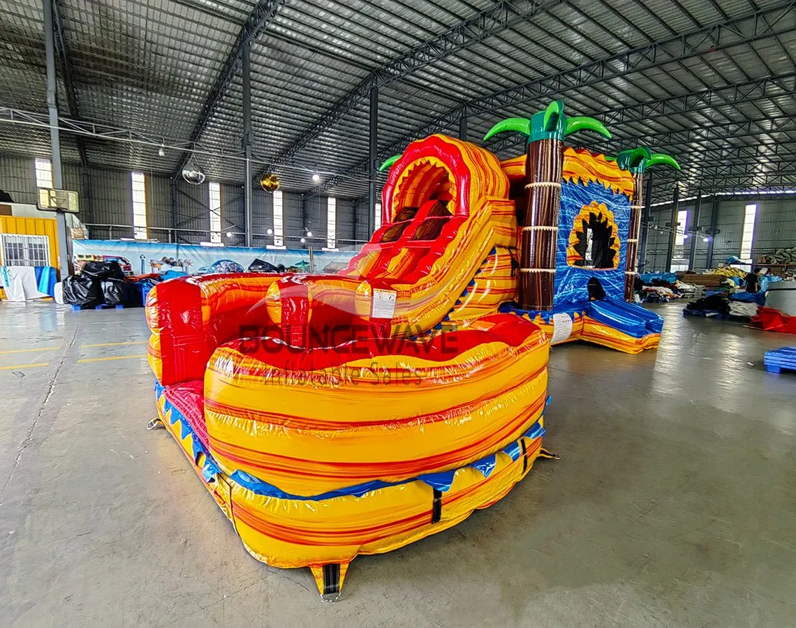 Rasta Curved Dual Lane Bounce House with Slide (Wet/Dry)