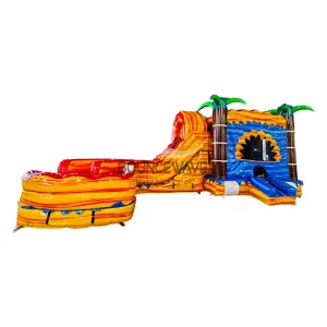 Rasta Curved Dual Lane Bounce House with Slide (Wet/Dry)