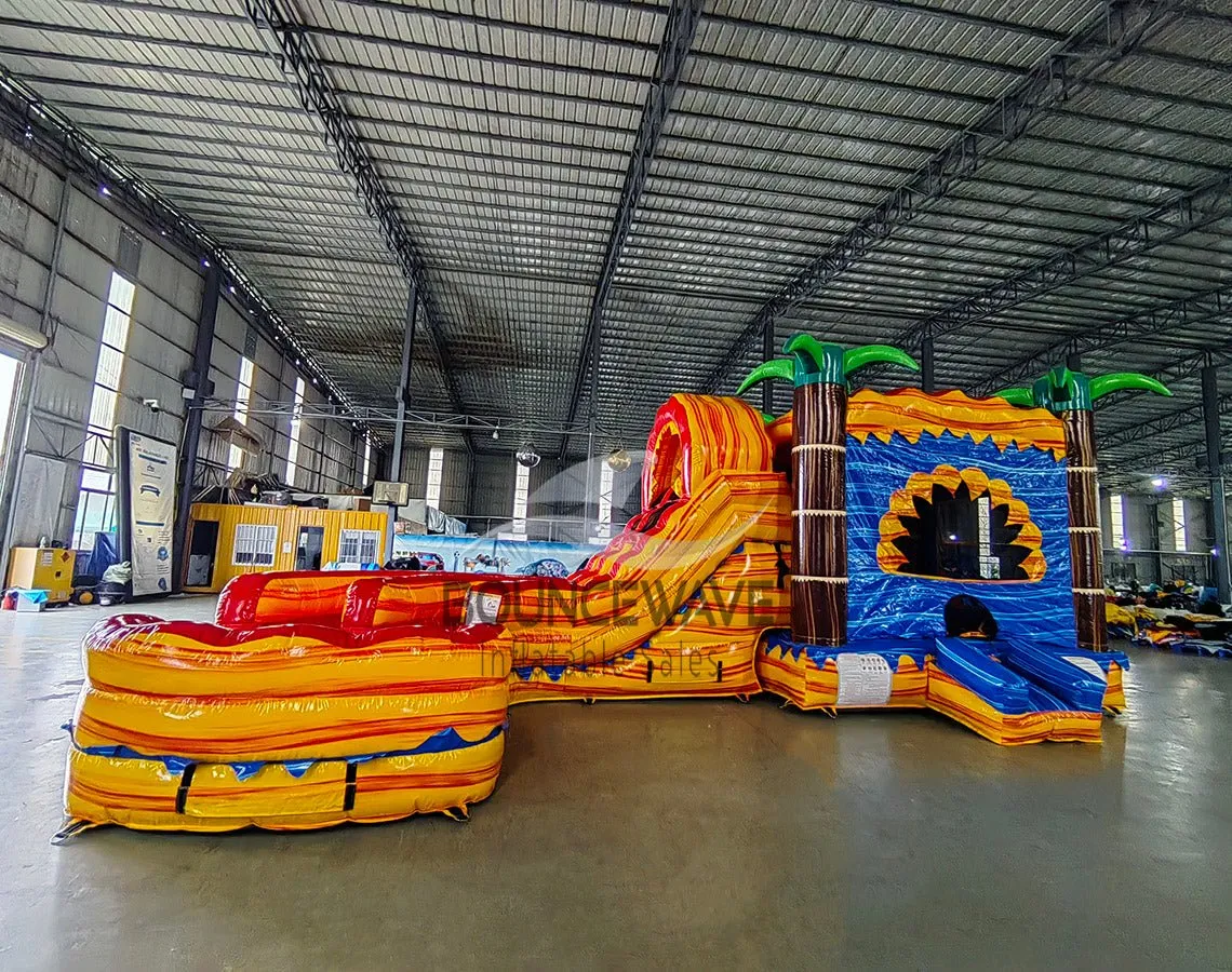 Rasta Curved Dual Lane Bounce House with Slide (Wet/Dry)