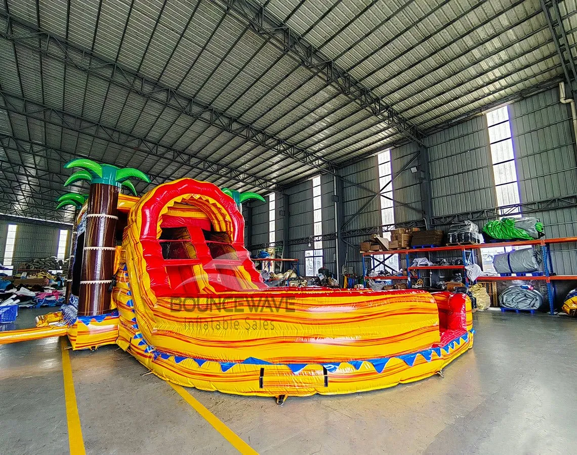 Rasta Curved Dual Lane Bounce House with Slide (Wet/Dry)