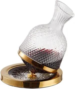Red Wine Decanter, Spinning Wine Aerator, Thickened Crystal Glass Golden Base, 360 Rotation, Rapid Wine Aeration, 50oz/1500ml, Wine Lover