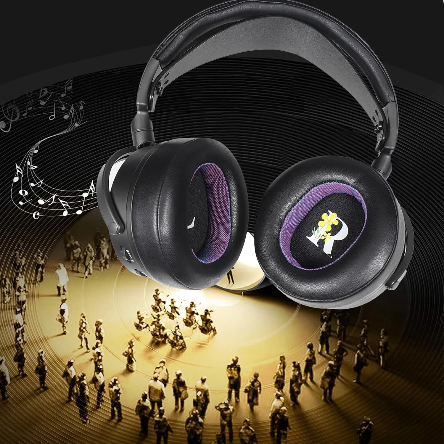 Replacement Earpads for AUDEZE Maxwell Black/Purple Sheepskin with High-Density Foam