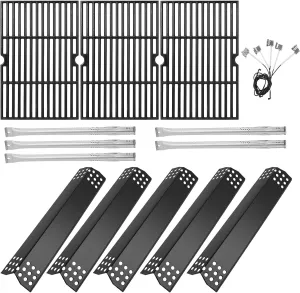 Replacement Part Kit for Nexgrill Deluxe 6 Burner 720-0896B 720-0898 720-0896E 720-0896X 720-0896C 730-0898 720-0898A Heat Plates Grill Burners Flame Tamers and 3 Pack Cooking Grates for Nexgrill