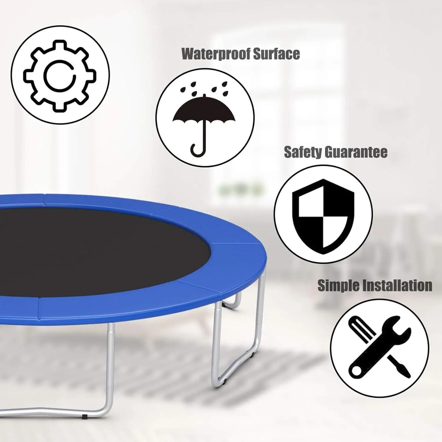 Replacement Trampoline Safety Pad Mat, 16FT Trampoline Replacement Safety Pad, Waterproof Tear Resistant UV Resistant Trampoline Accessories Spring Covers