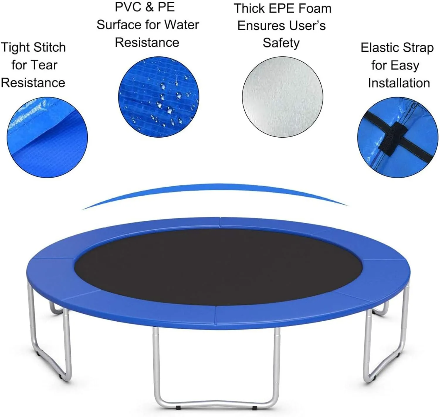 Replacement Trampoline Safety Pad Mat, Trampoline Replacement Safety Pad, Waterproof Tear Resistant UV Resistant Trampoline Spring Covers