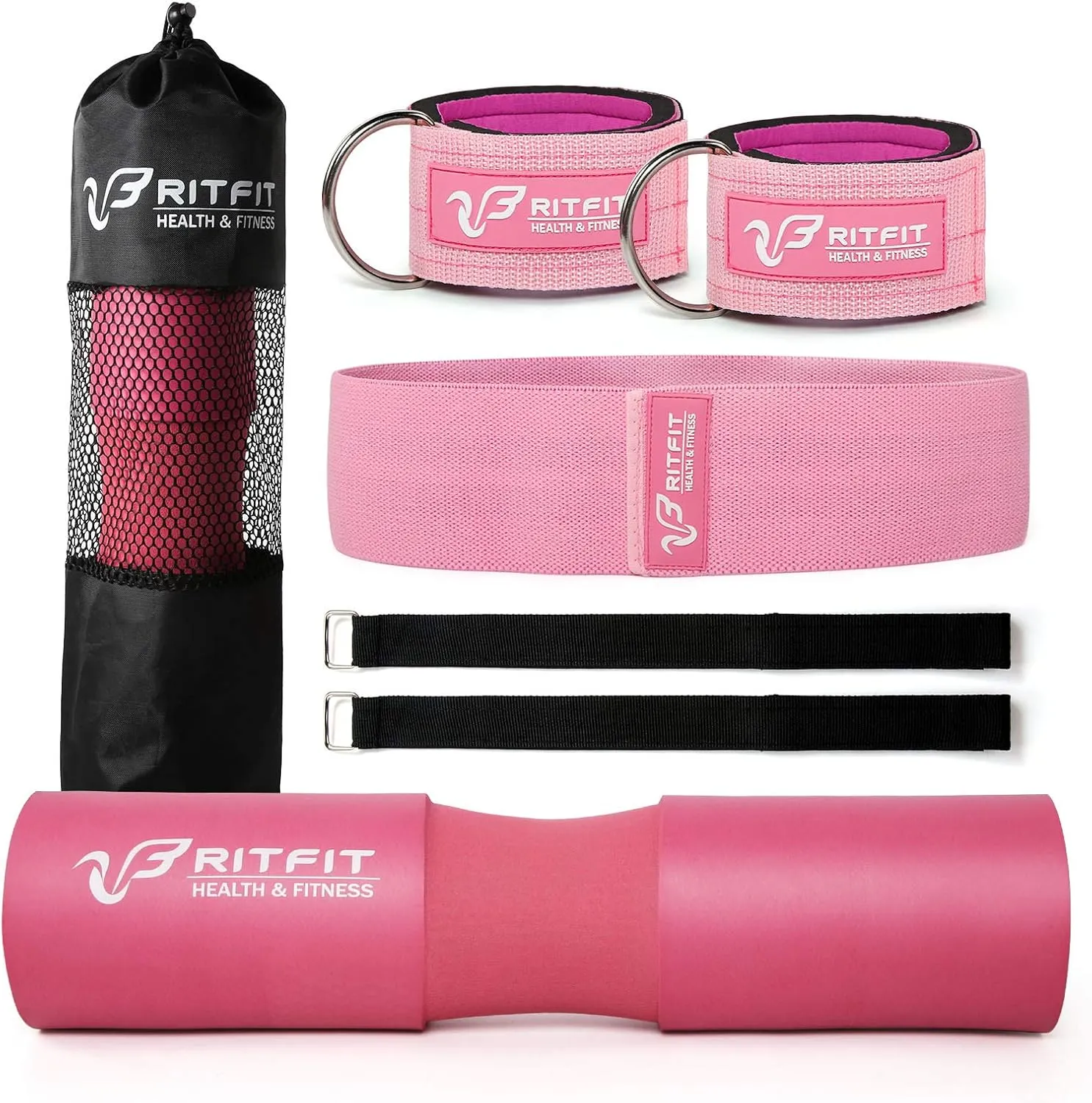 RitFit Barbell Squat Pad, Advanced Neck & Shoulder Ergonomic Protective Pad Support for Squats, Lunges & Hip Thrusts,Comfortable Foam Sponge Pad, Bonus 2 Securing Straps Included